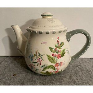 Dolomite Tea Pot Floral Design  7 inch  #1179